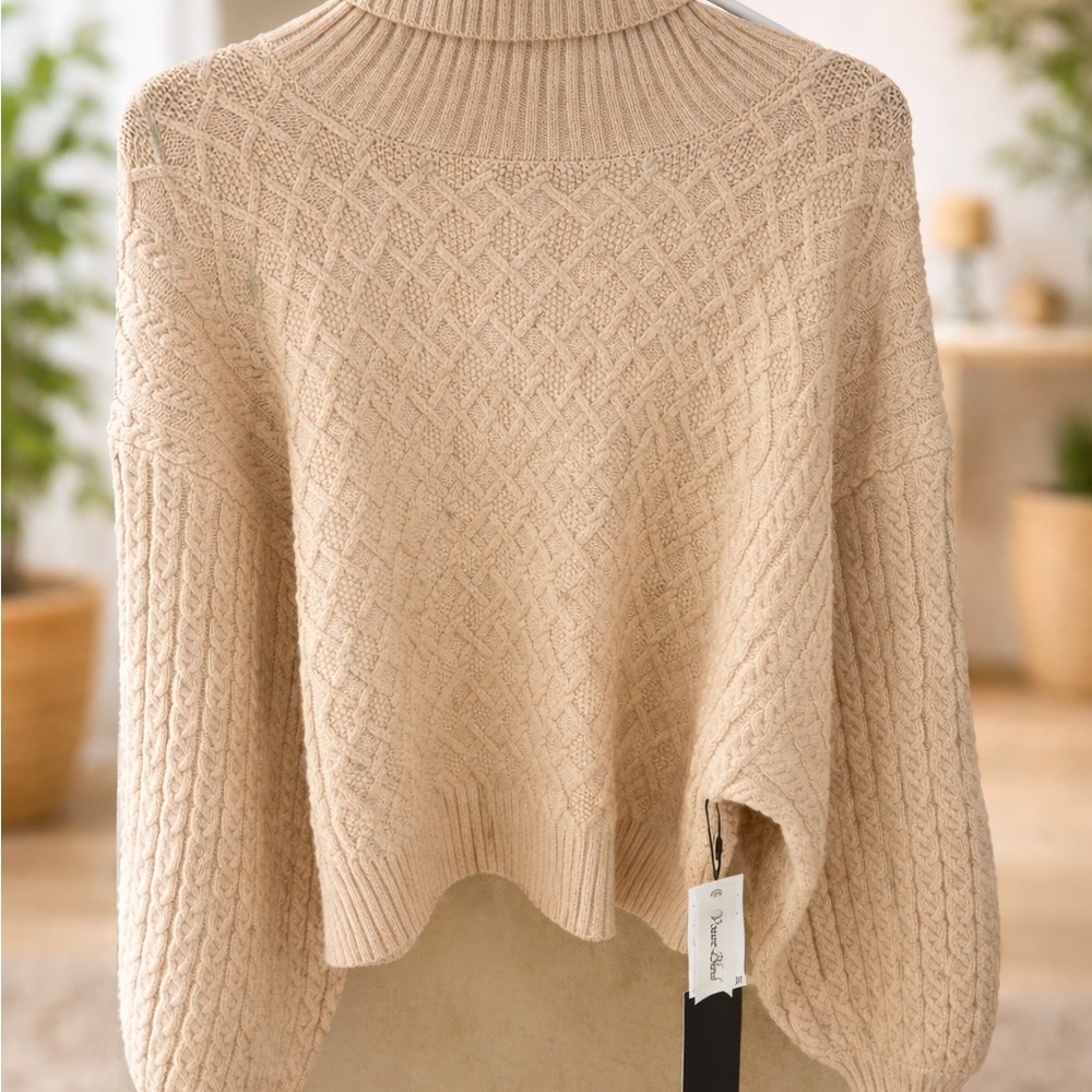 Elegant Tan Turtleneck Sweater